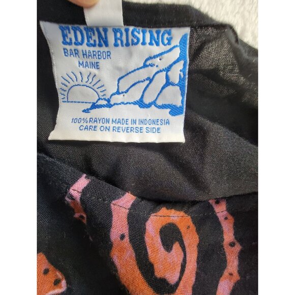 Eden Rising Womens Shell Print Long Sleeve Top Size Medium Black Orange Rayon - Picture 4 of 8